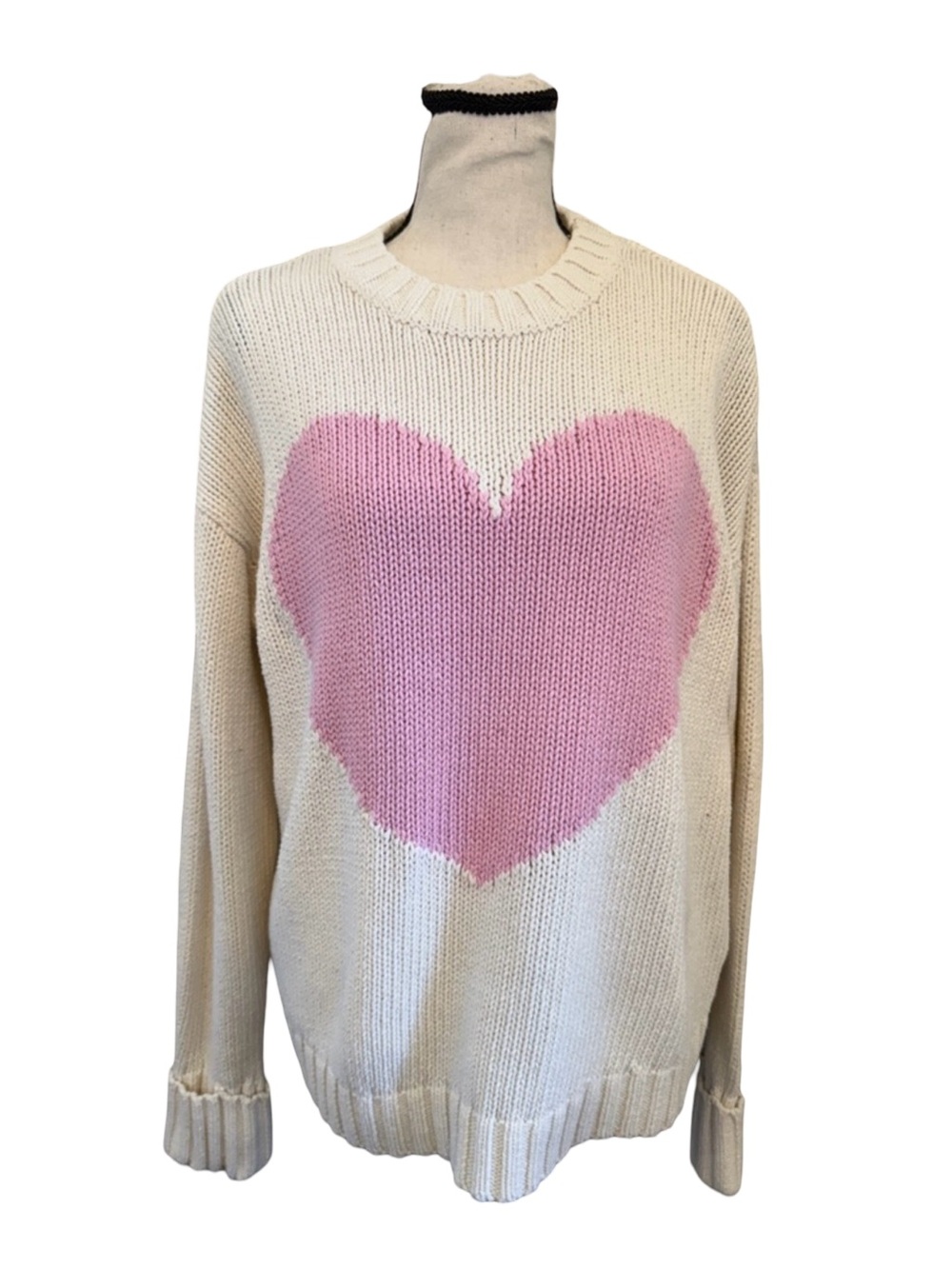 Show Me Your MUMU Knit Heart Sweater, Size Small